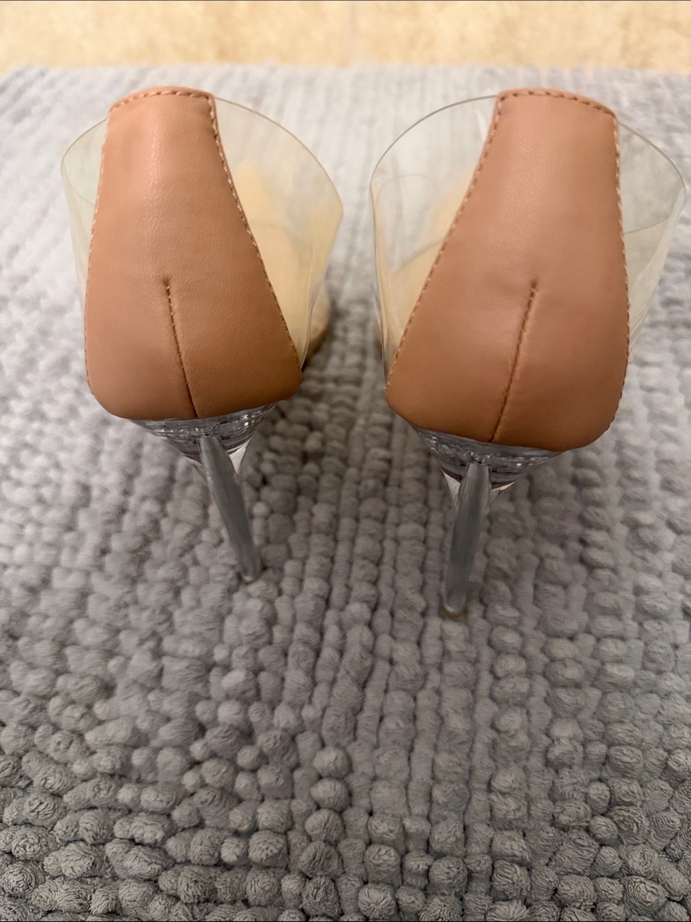 Steve Madden Nude Patent Pointed-Toe Pumps with Clear Panels - Picture 3 of 5